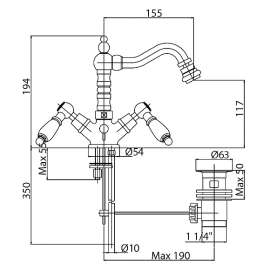 Смеситель Cezares DIAMOND-BS2-03/24-Sw