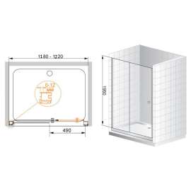 Душевая дверь Cezares ANIMA-BF-1-120-C-Cr
