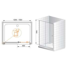 Душевая дверь Cezares ANIMA-BF-1-130-C-Cr