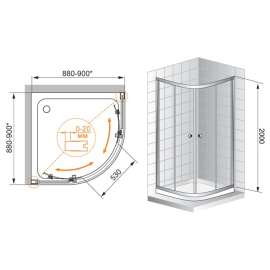 Душевой уголок Cezares ANIMA-R-2-100-C-Cr