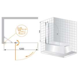 Шторка на ванну Cezares ECO-V-11-120/140-C-Cr