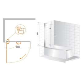 Шторка на ванну Cezares ECO-V-21-120/140-C-Cr