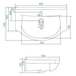 Раковина Santek Эльбрус WH109653 (80 см)полувстраиваемая